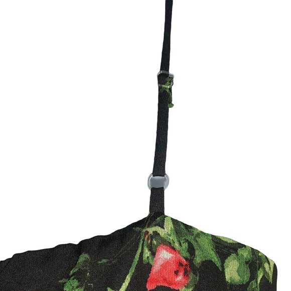 Crystal Dolls Maxi Dress Floral Tiered Black Red - Picture 8 of 12